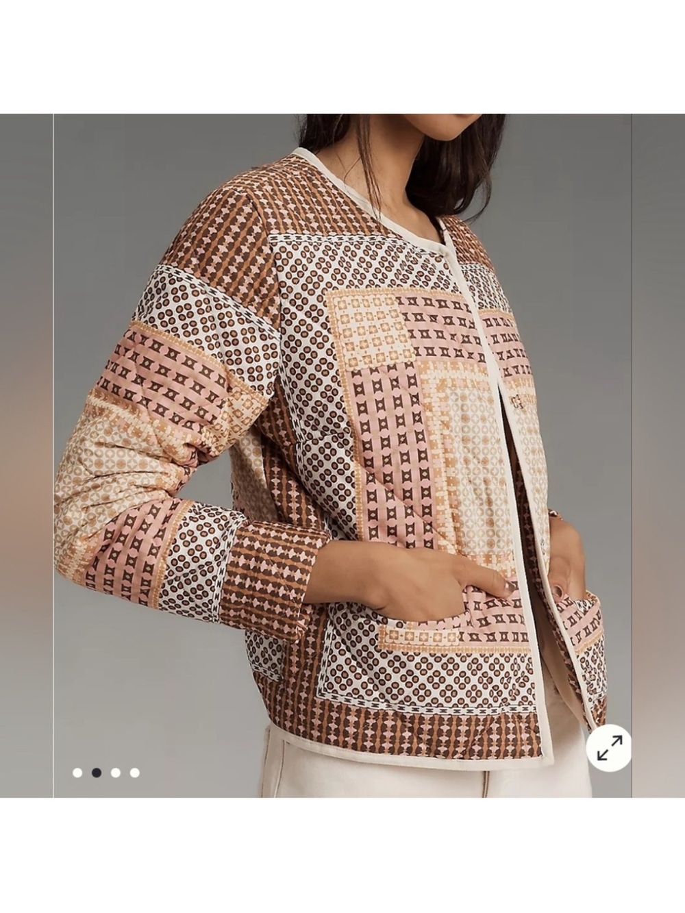 By Anthropologie Colarless Quilted Jacket
